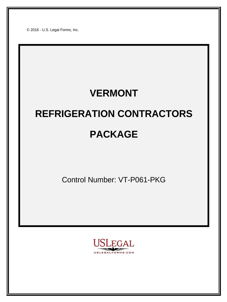 Refrigeration Contractor Package Vermont  Form