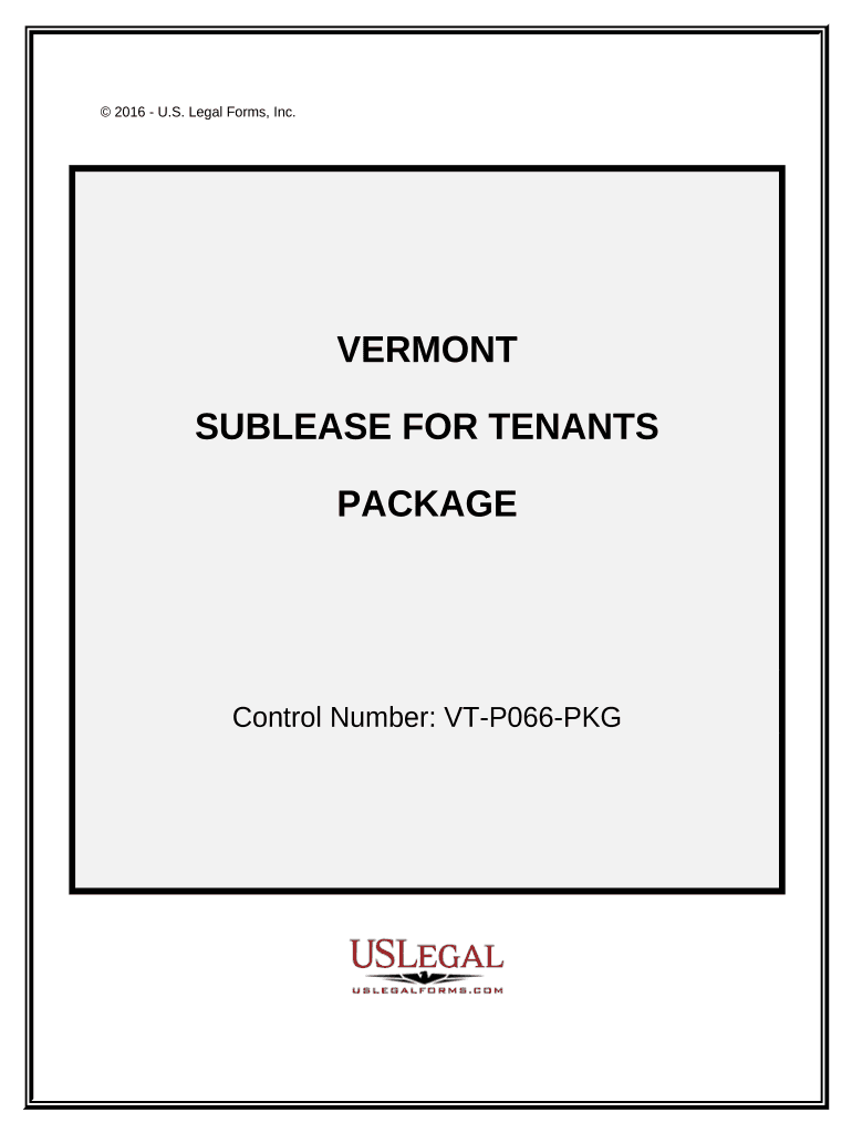 Landlord Tenant Sublease Package Vermont  Form