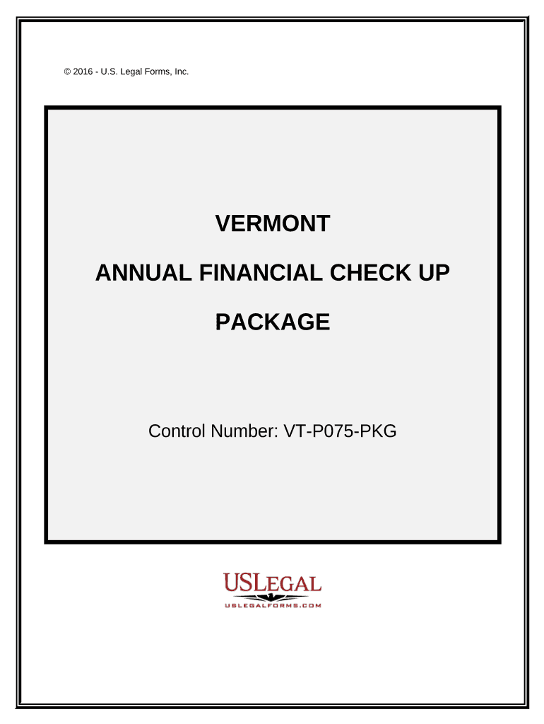 Annual Financial Checkup Package Vermont  Form