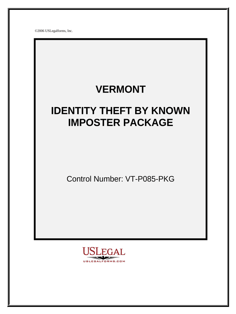 Identity Theft by Known Imposter Package Vermont  Form