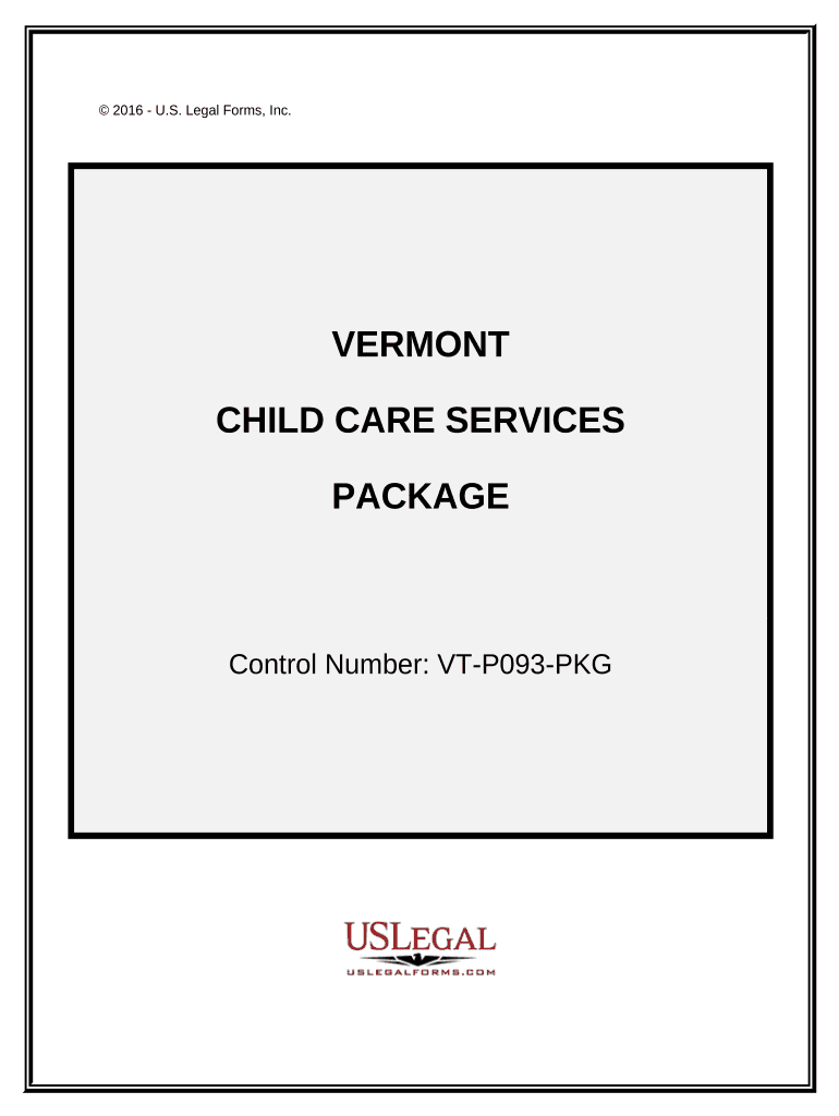 Child Care Services Package Vermont  Form