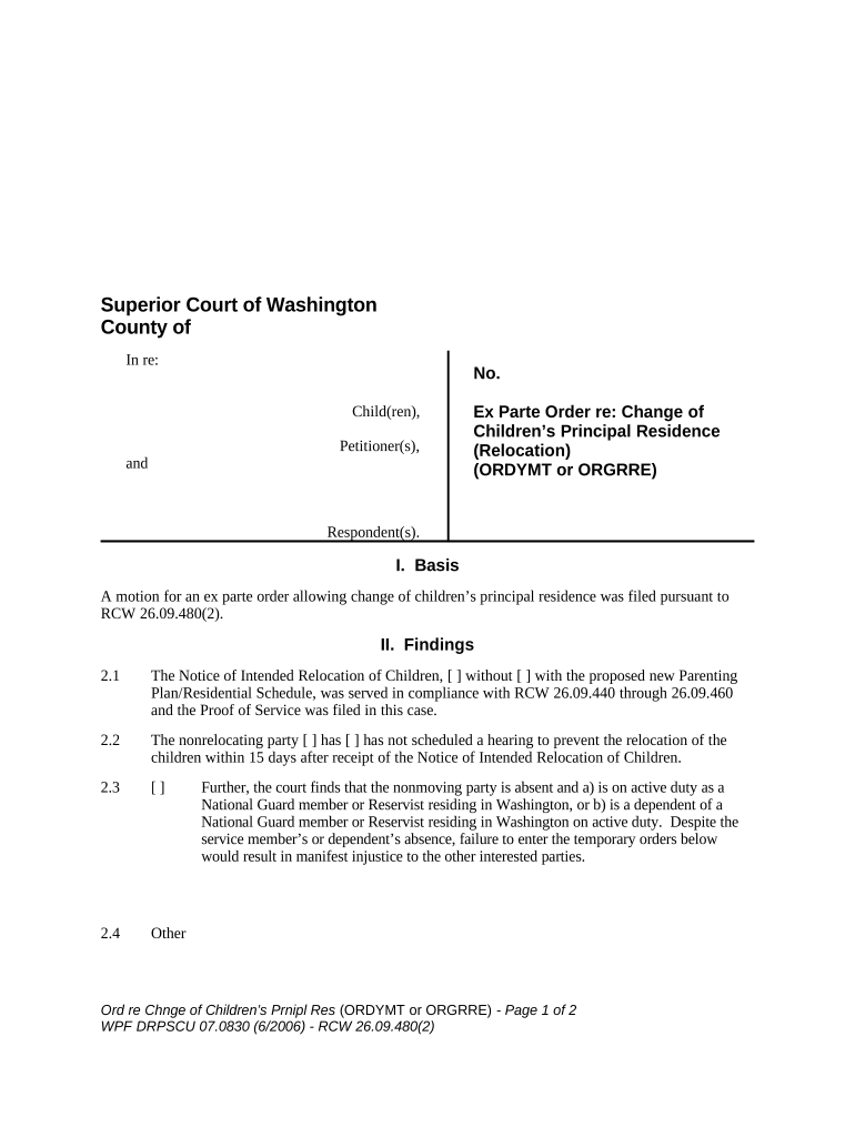 Change Residence Form