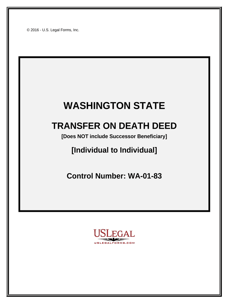 Transfer on Death Quitclaim Deed from Individual to Individual Without Provision for Successor Beneficiary Washington  Form
