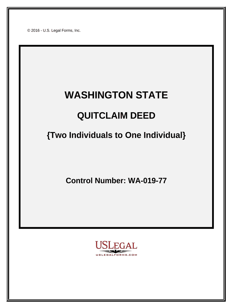 Quitclaim Deed Two Individuals to One Individual Washington  Form