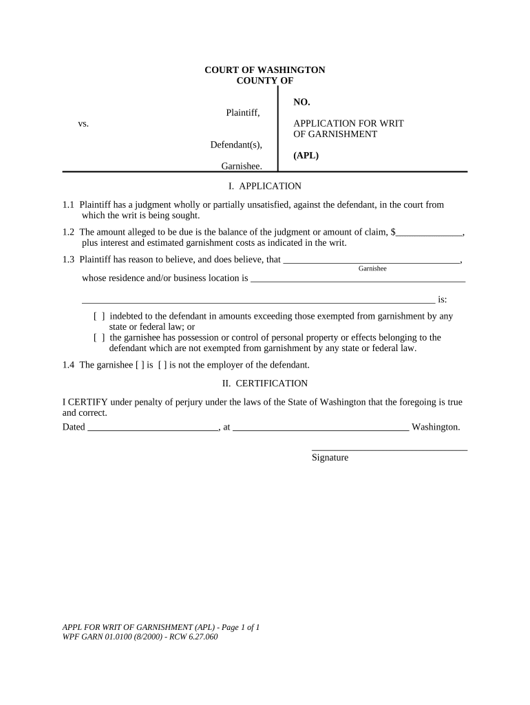 Washington Application Form