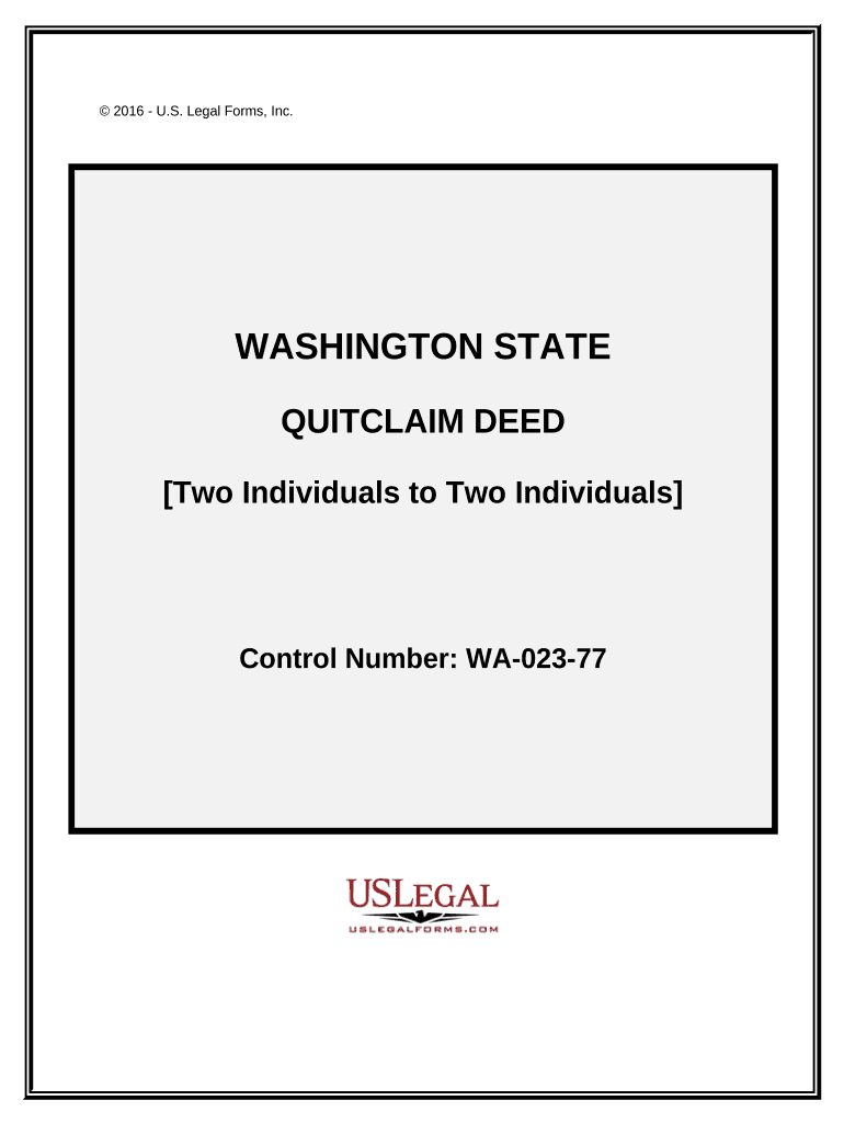 Quitclaim Deed from Two Individual Grantors to Two Individual Grantees Washington  Form