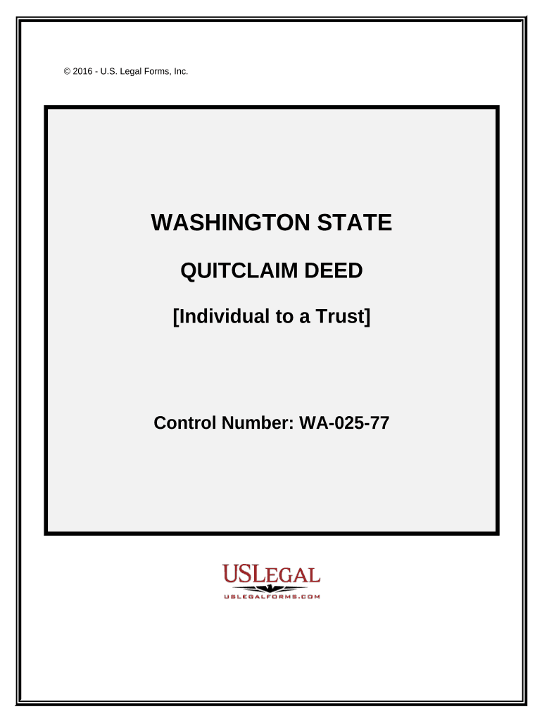Quitclaim Deed from an Individual to a Trust Washington  Form