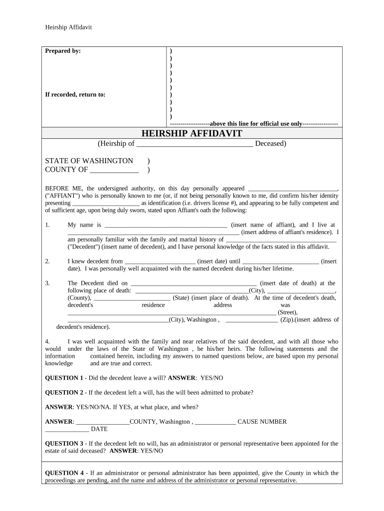 Washington Affidavit Form