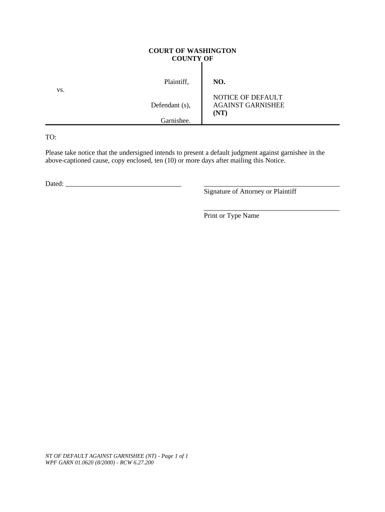 Wa Notice Default  Form