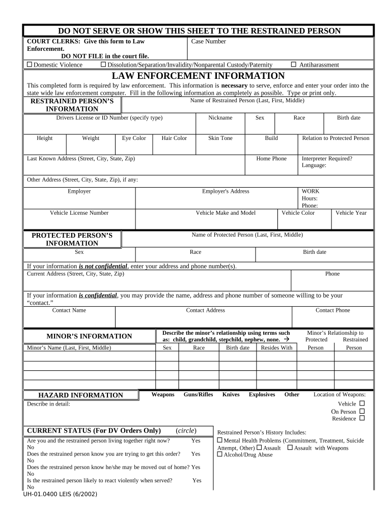 Law Enforcement Sheet  Form