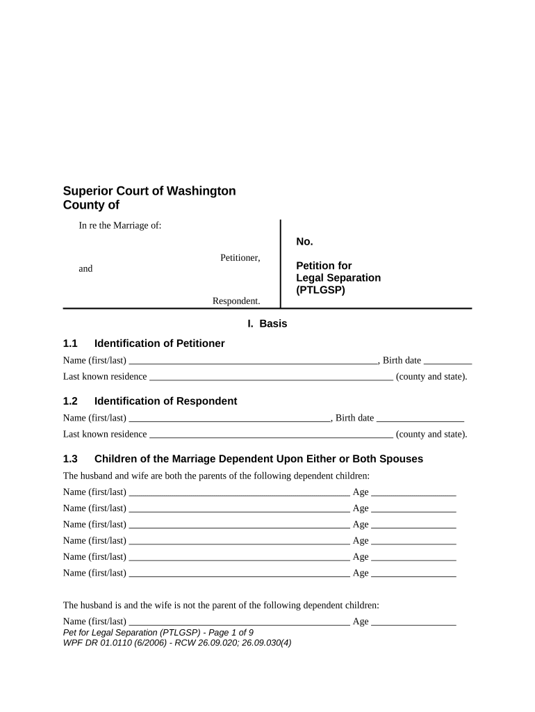 Petition Legal Separation  Form