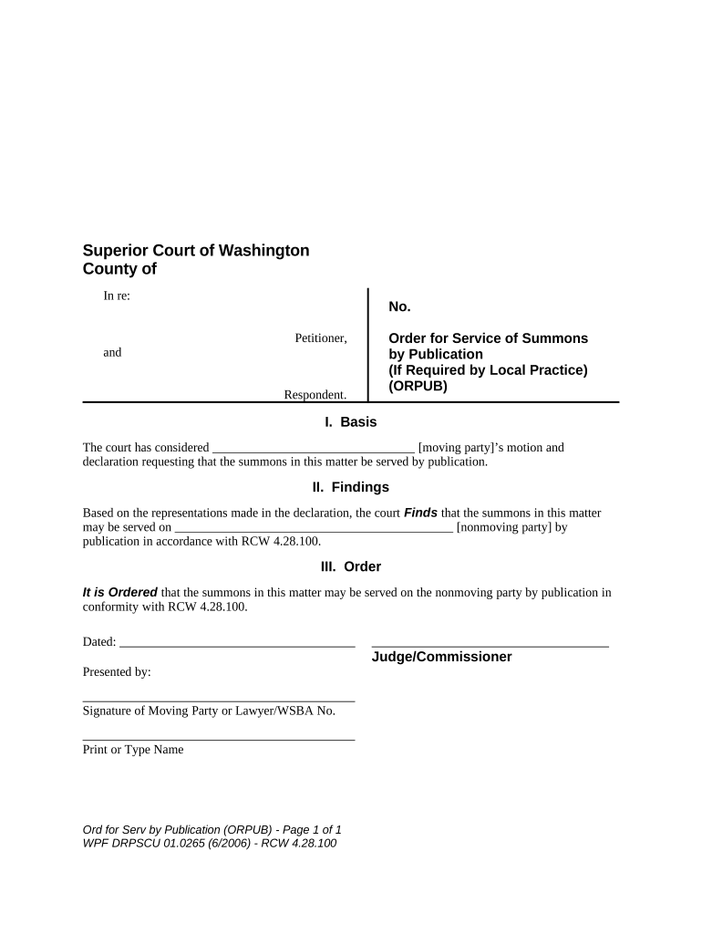 Order Summons  Form