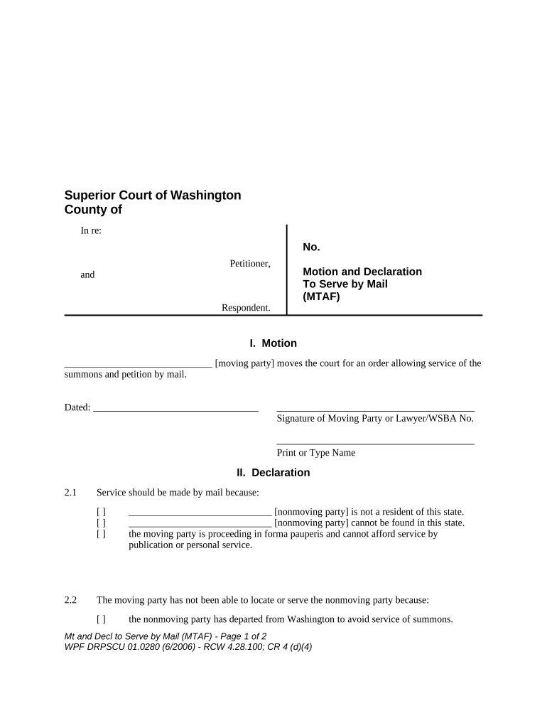 WPF DRPSCU 01 0280 Motion and Declaration to Serve by Mail MT Washington  Form