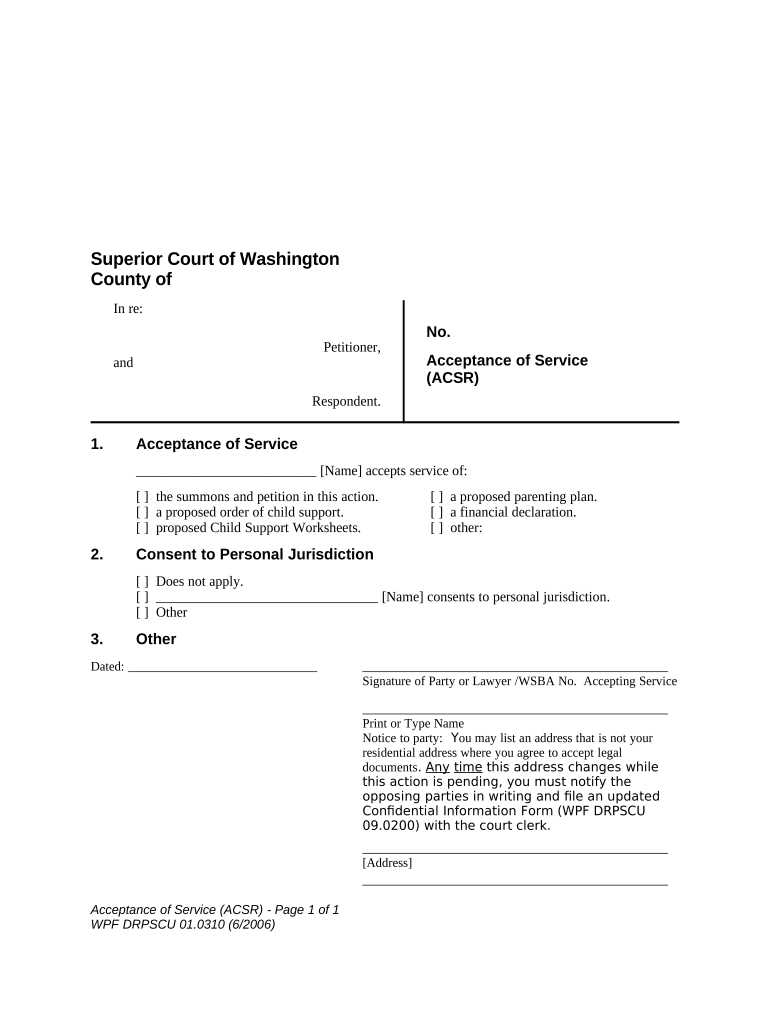 Acceptance Service Form