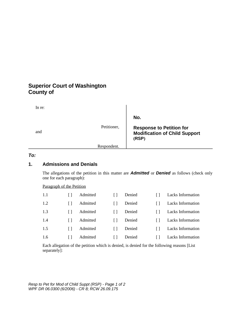 Washington Response Petition  Form