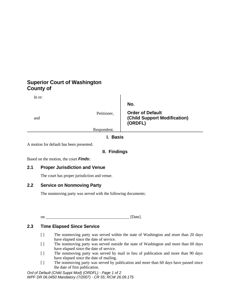 Washington Child Support  Form