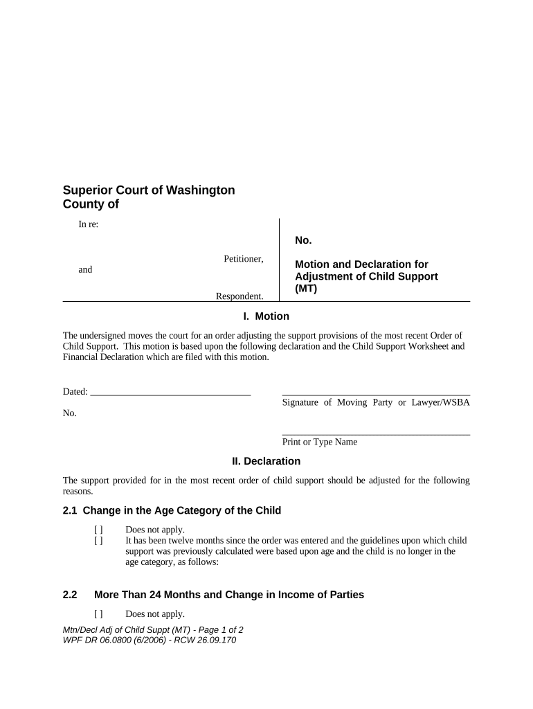 Wa Child Support  Form