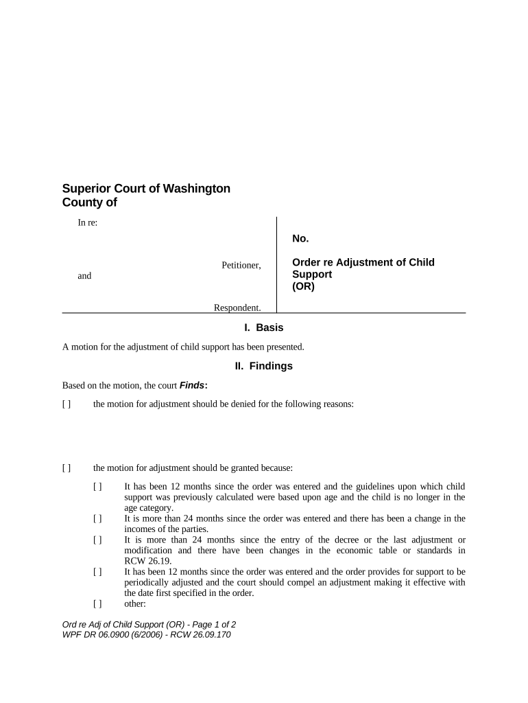 Washington Adjustment  Form