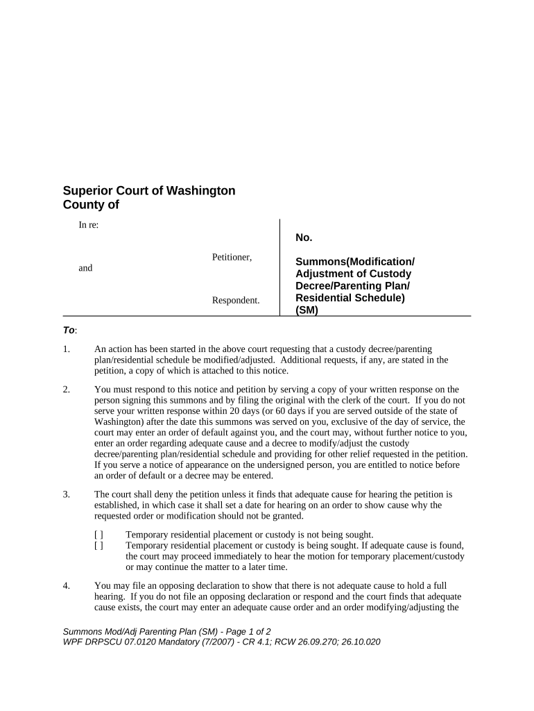 Wa Adjustment  Form