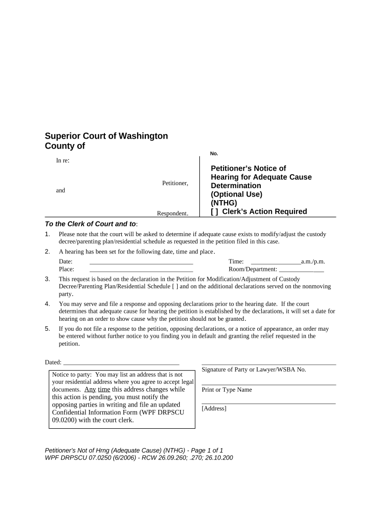 Wa Notice Hearing  Form