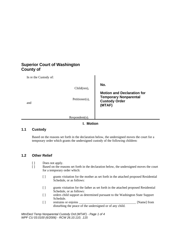 Declaration Custody Template  Form