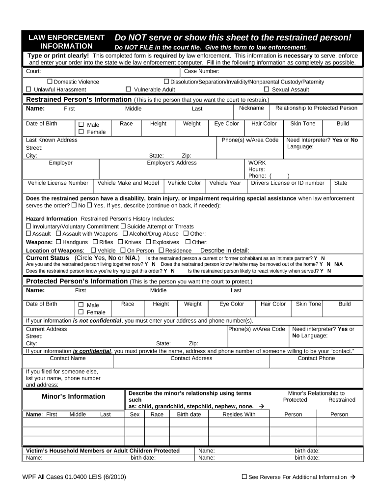 Law Enforcement Information Sheet