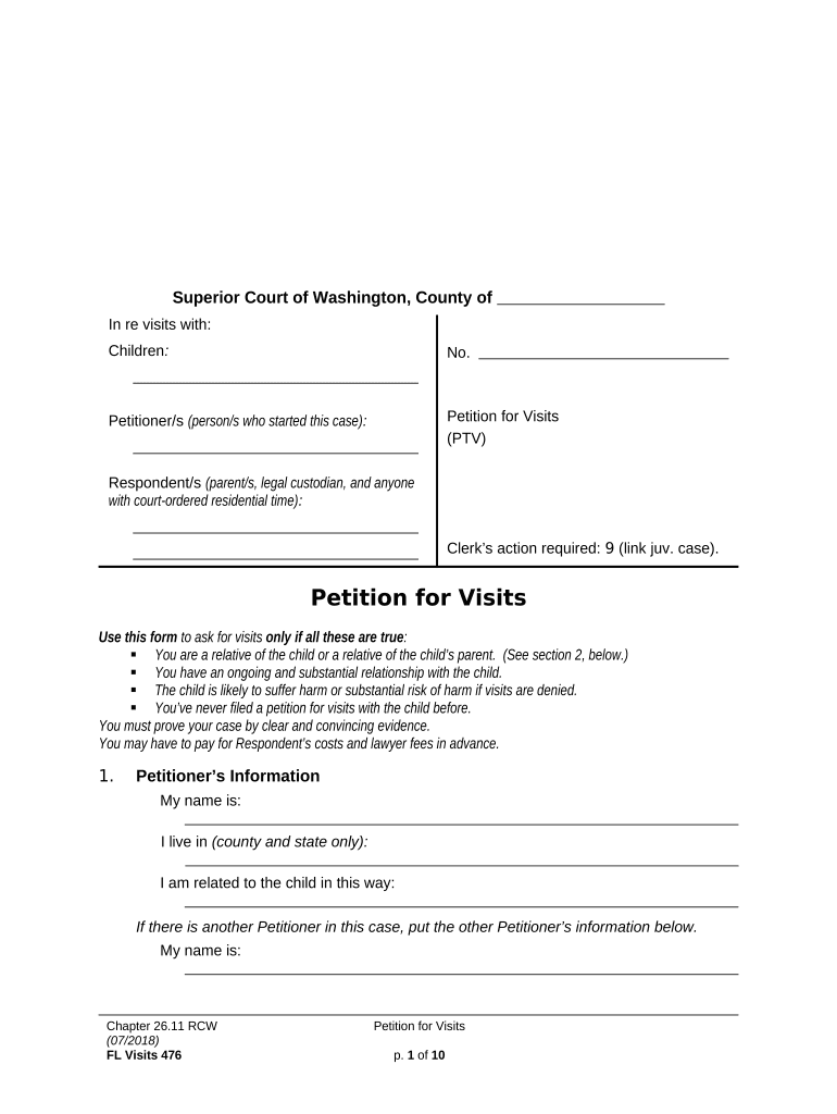 WPF CU 03 0300 Petition for Visitation Rights PT Washington  Form