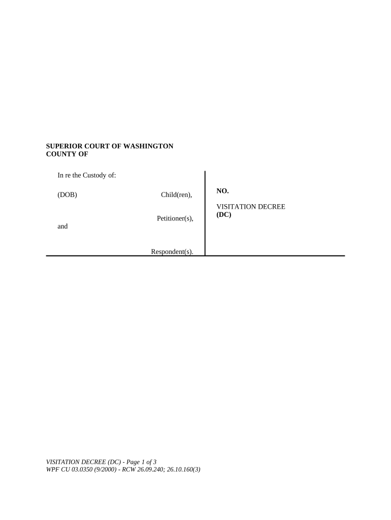 WPF CU 03 0350 Visitation Decree DC Washington  Form