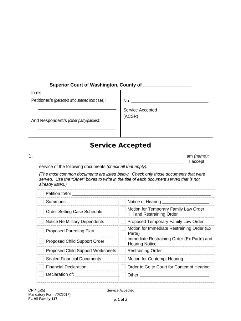 WPF PS 01 0310 Acceptance of Service Parentage ACSR Washington  Form