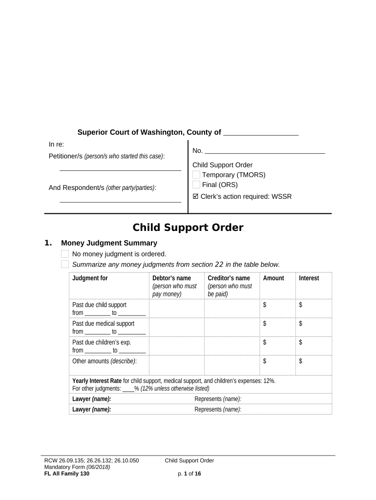 Order Child Support Sample  Form