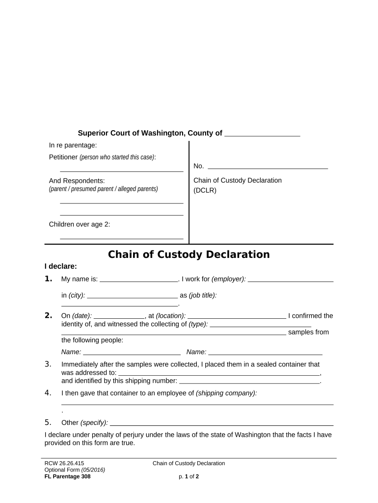 Chain Custody  Form