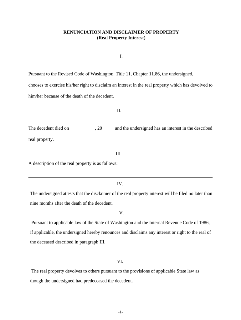 Disclaimer Property Interest  Form