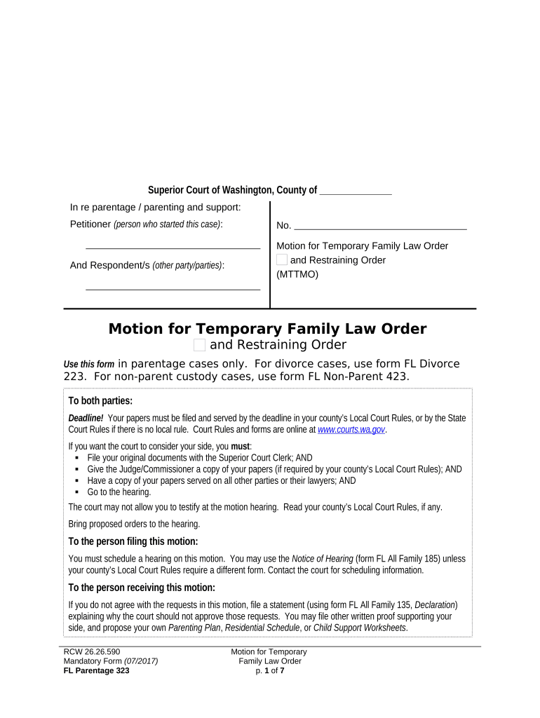 WPF PS 04 0100 Motion and Declaration for Temporary Order MTAF Washington  Form