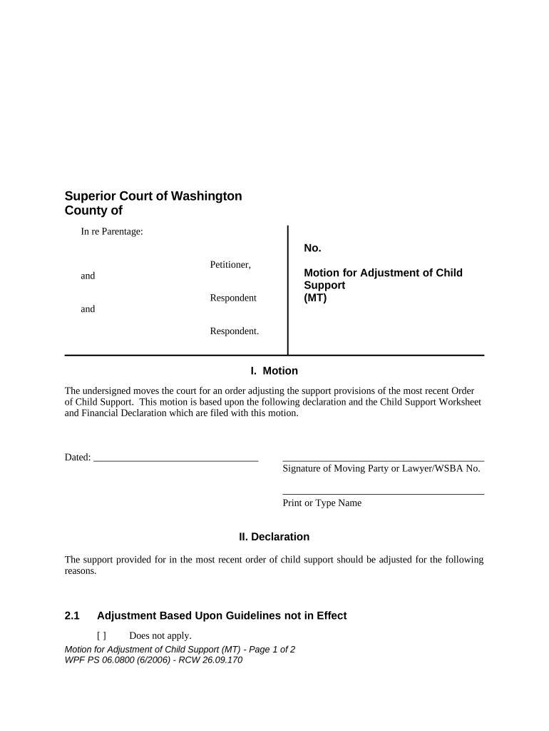 Motion Child Support Form