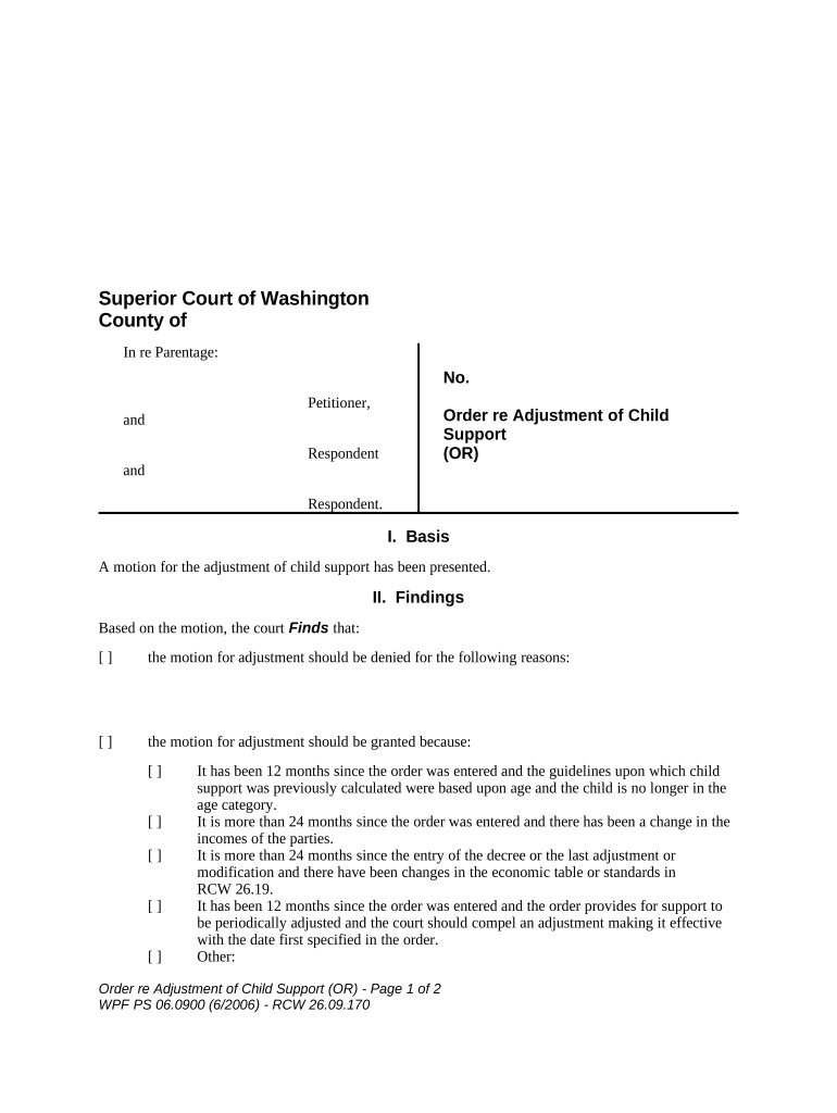 Washington Adjustment  Form