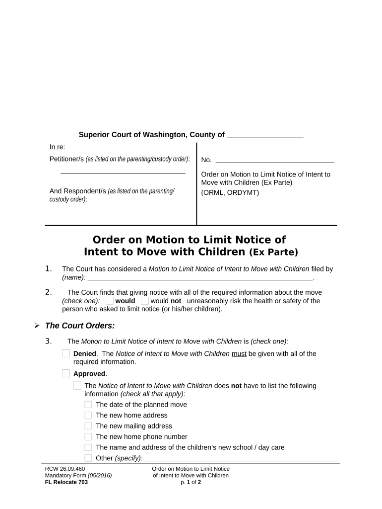 Ex Parte Requirements  Form