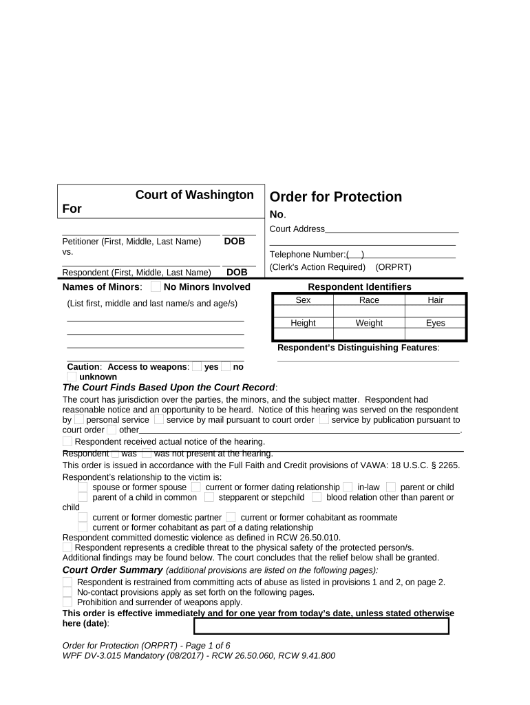 Washington Order Protection  Form