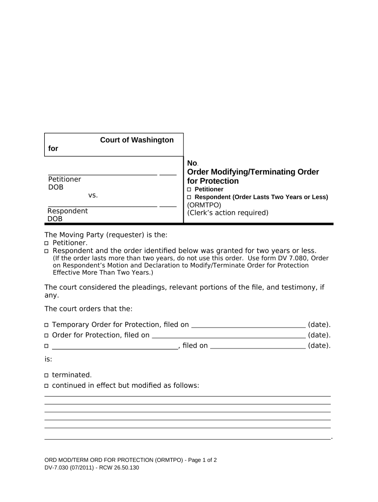 Order Terminating  Form