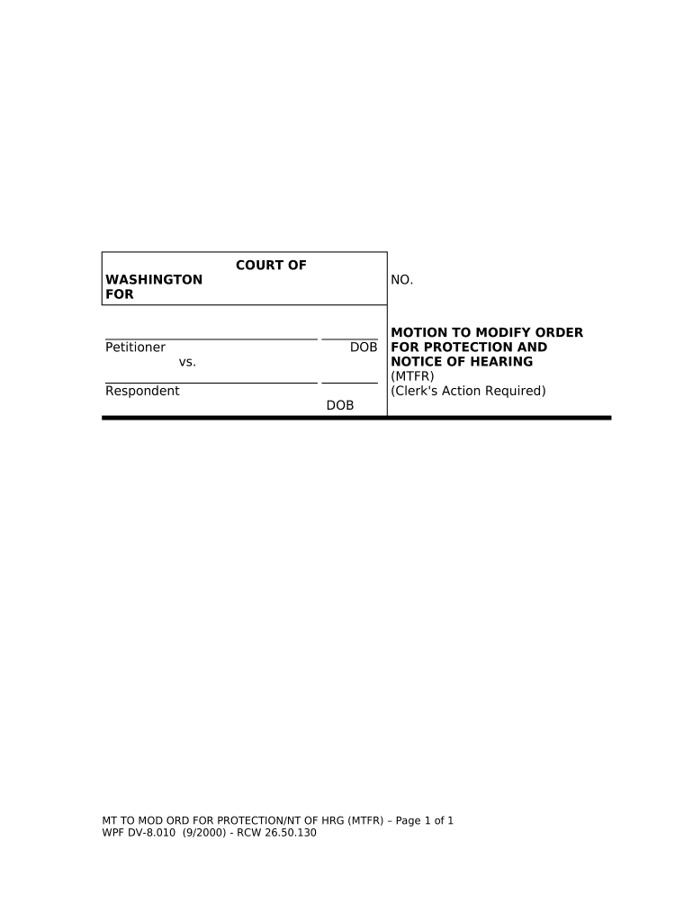 Motion Modify Order Protection  Form