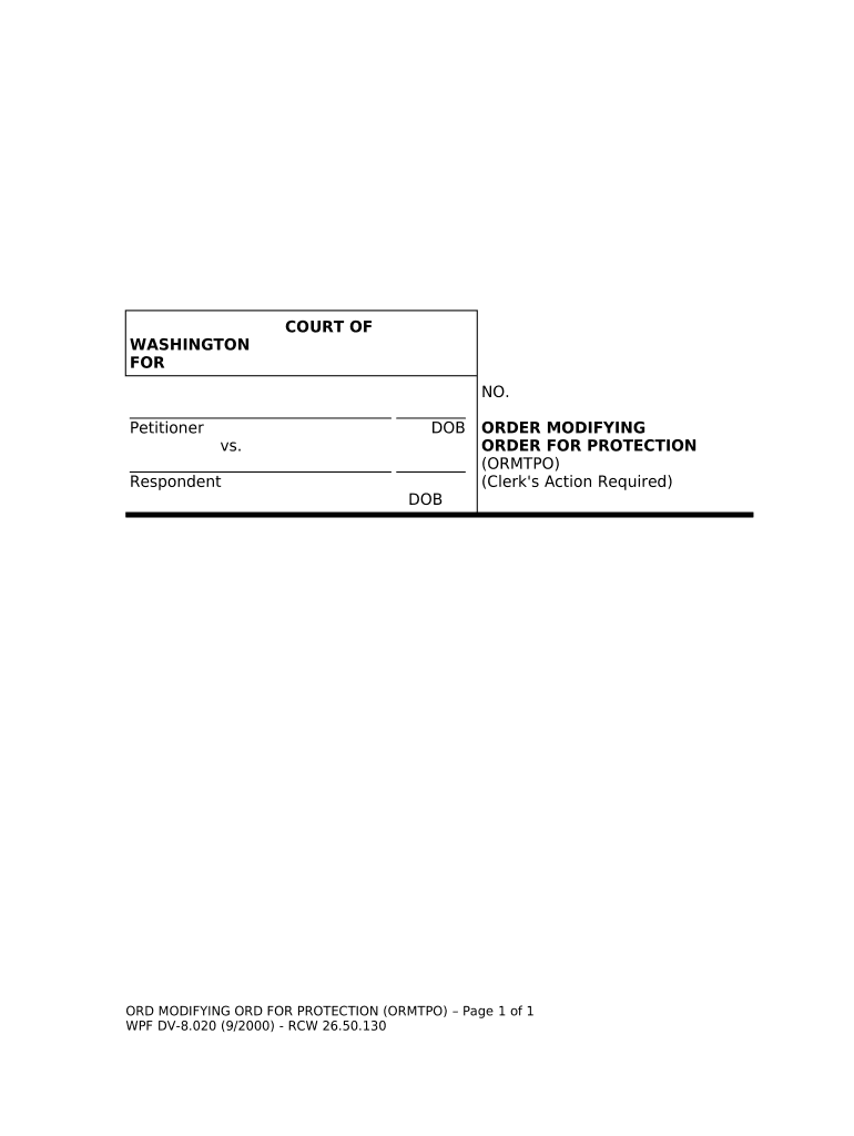 WPF DV 8 020 Order Modifying Order for Protection Washington  Form