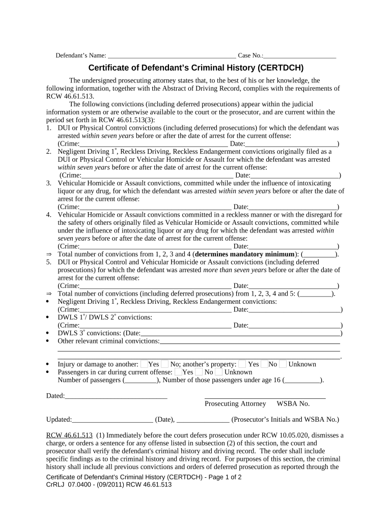 Defendant Criminal  Form