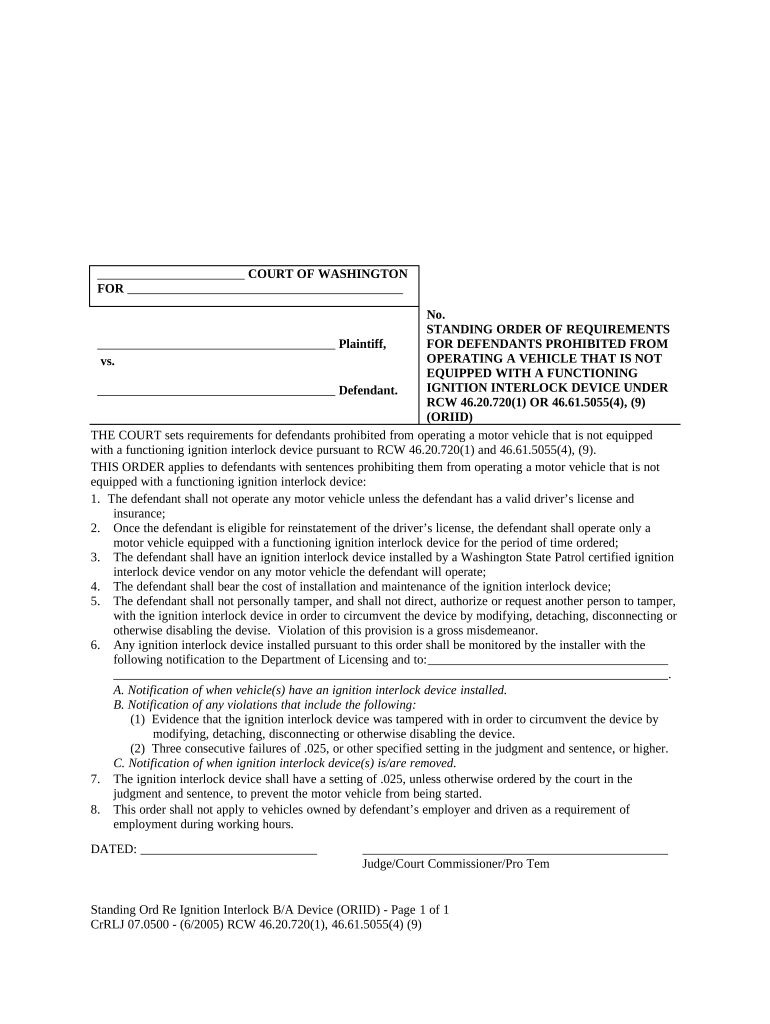 Washington Interlock  Form