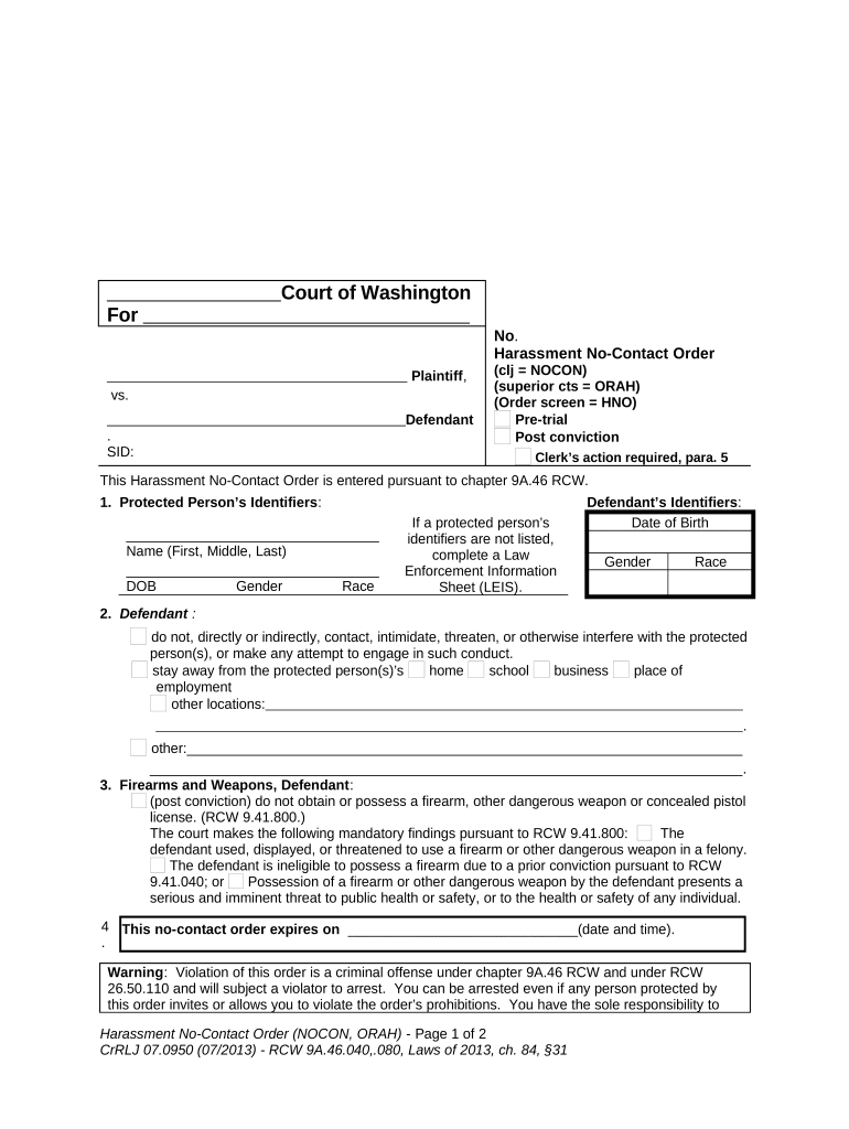 No Contact Order  Form