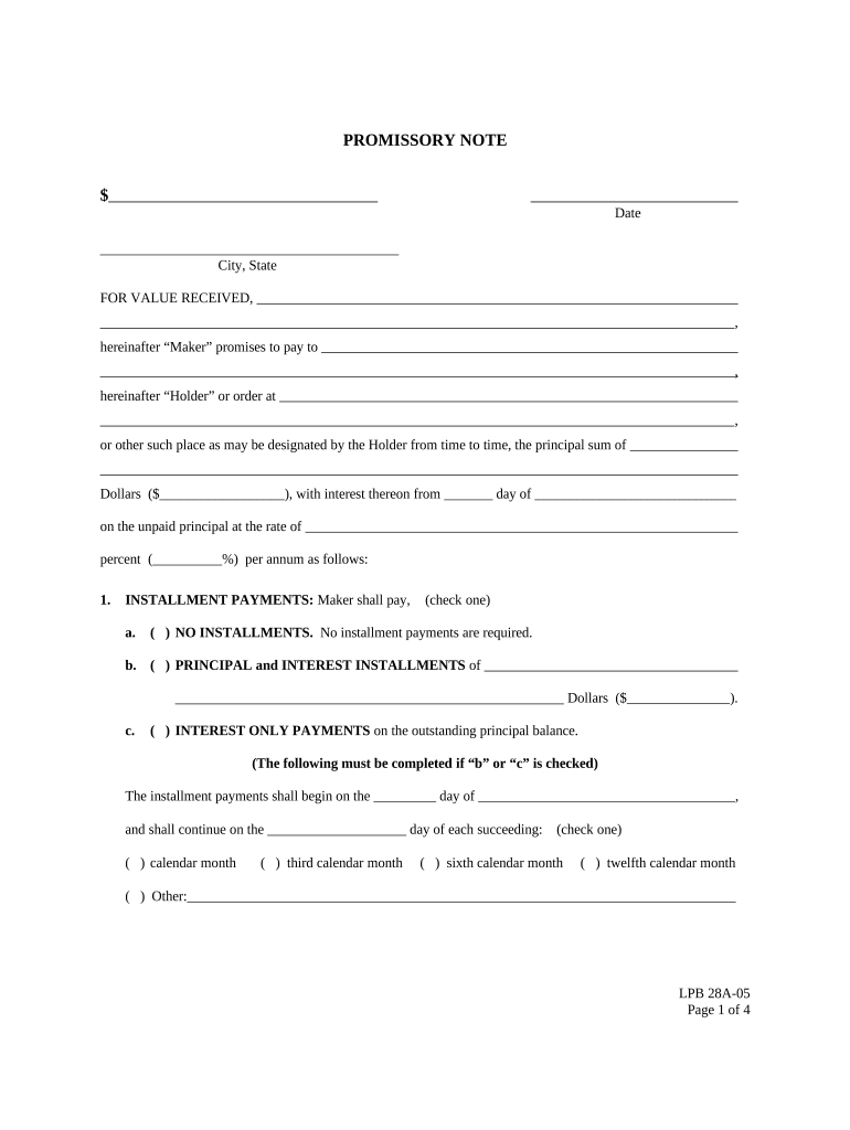 Washington Promissory Note  Form