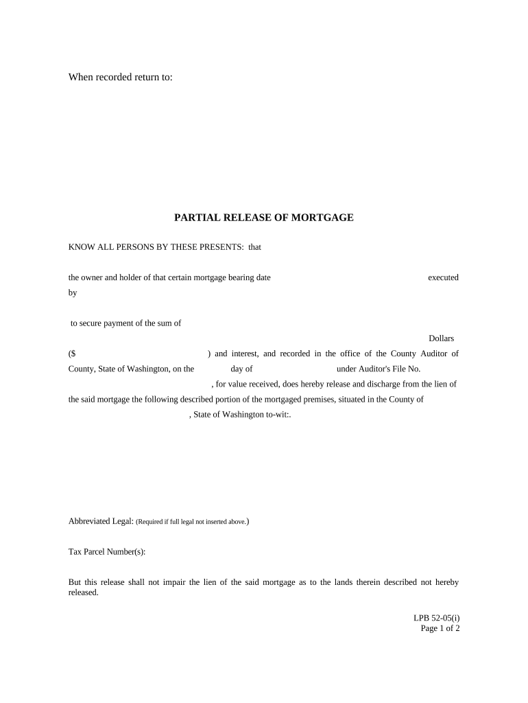 Partial Release Mortgage Template  Form