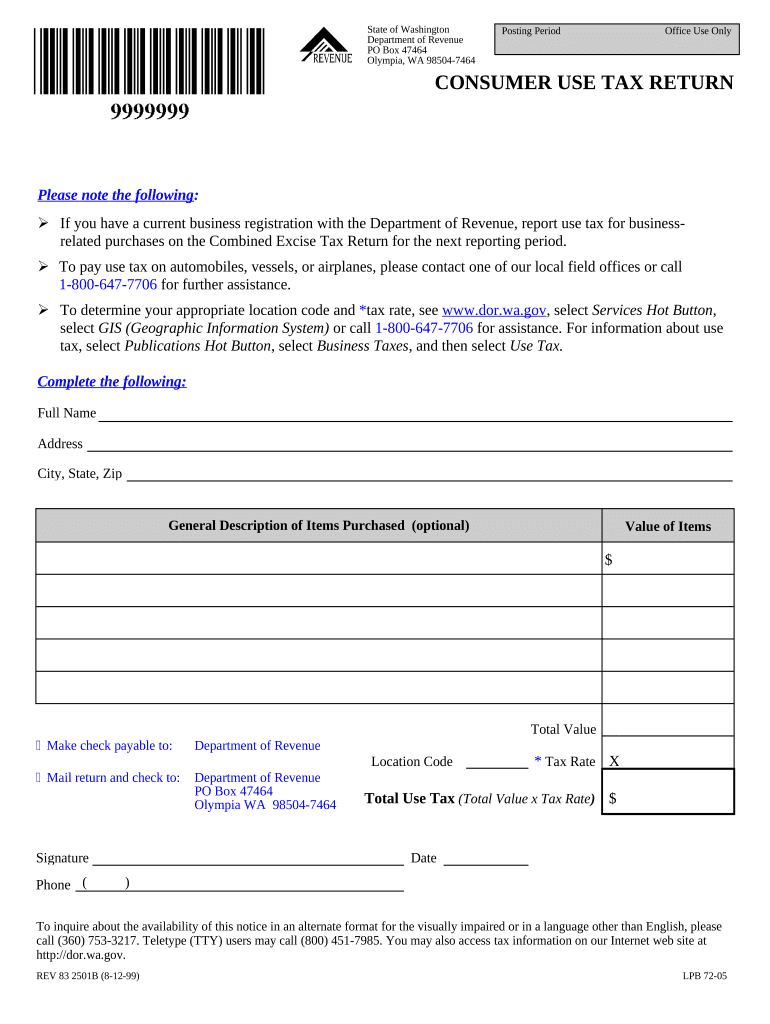 Washington Consumer Tax  Form