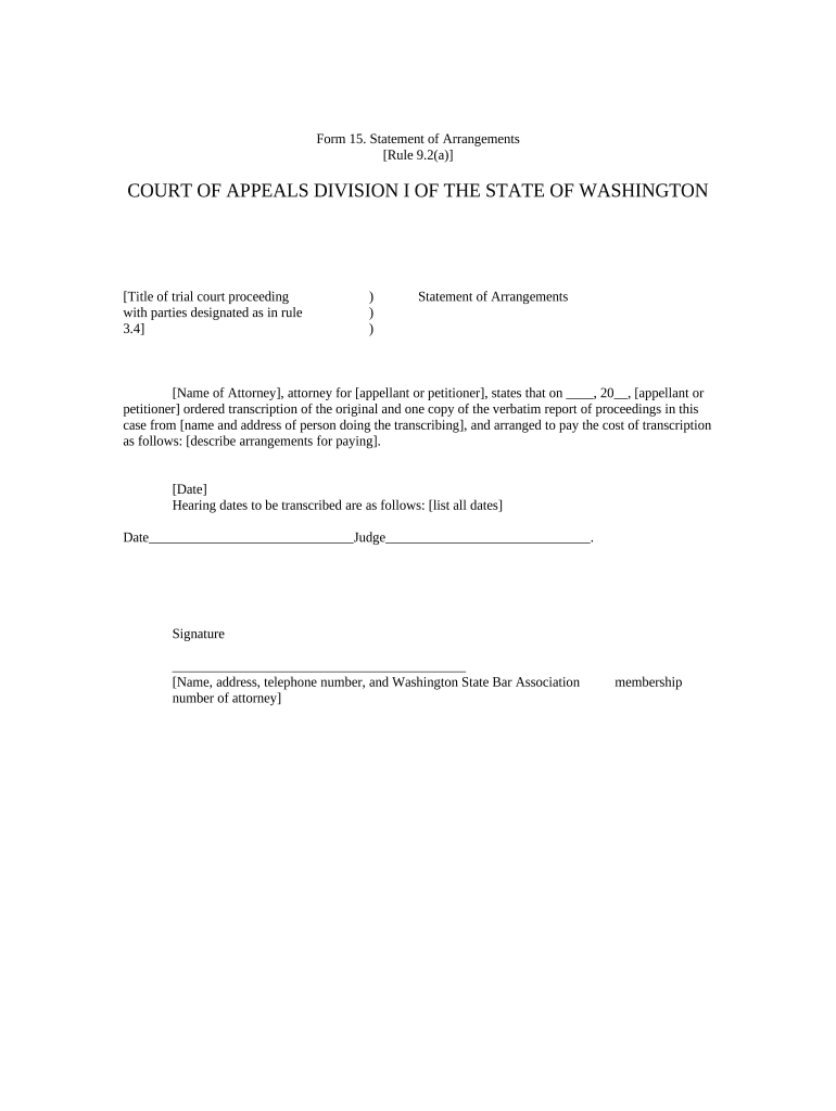 Washington Arrangements  Form