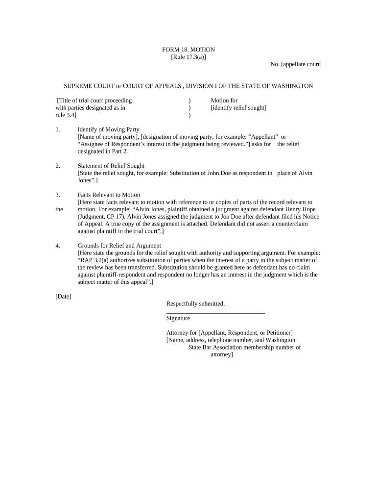 Washington Motion  Form