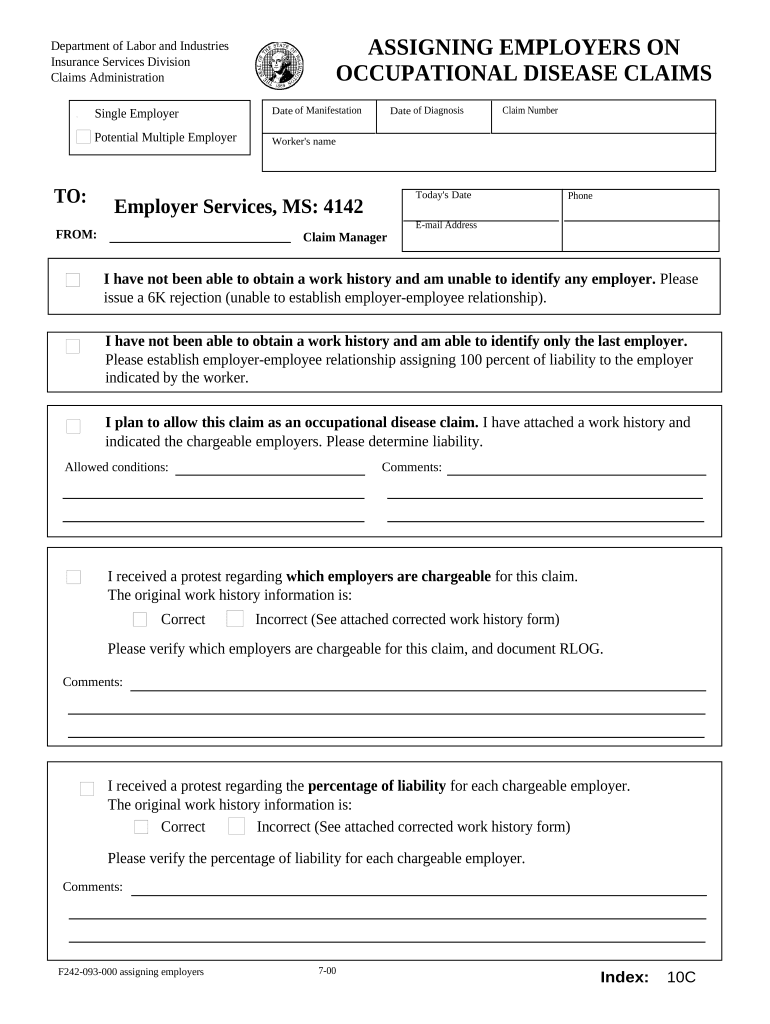 Employers Occupational Disease  Form