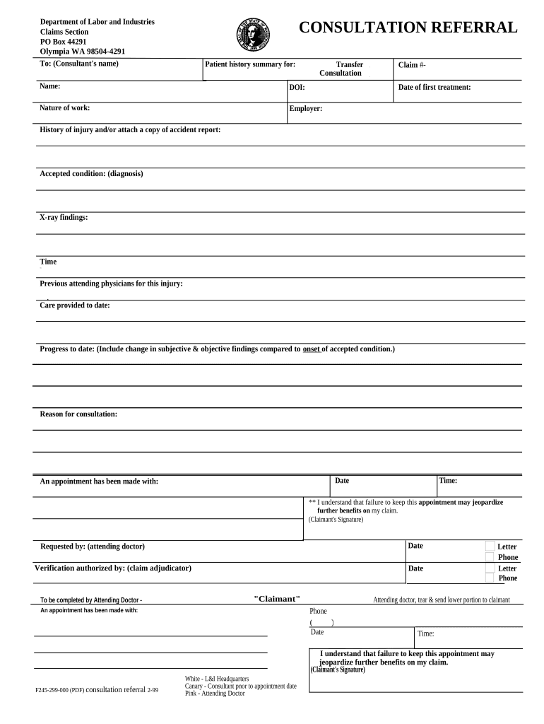 Consultation Referral Washington  Form